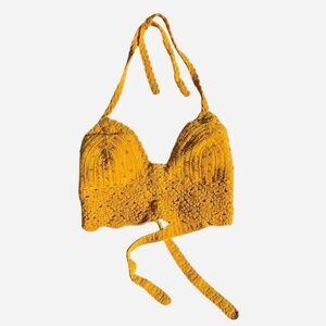 Yellow Crochet Halter Top